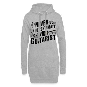Unterschätze niemals einen Gitarristen Gitarristin - Hoodie-Kleid - Grau meliert - Vorne