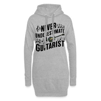 Unterschätze niemals einen Gitarristen Gitarristin - Hoodie-Kleid - Grau meliert - Vorne