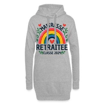 Maîtresse d' école retraitée classe 2024 - Sweat-shirt à capuche long Femme - gris chiné - Devant