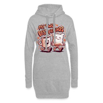 Kaffeetasse und Kissen My Two Best Friends - Hoodie-Kleid - Grau meliert - Vorne