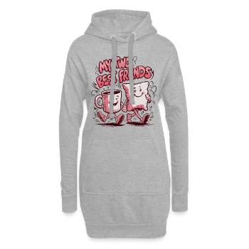 Kaffeetasse und Kissen My Two Best Friends - Hoodie-Kleid - Grau meliert - Vorne