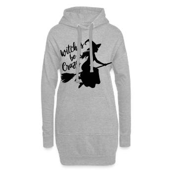 Hexe Hexenbesen Spruch Witches Be Crazy - Hoodie-Kleid - Grau meliert - Vorne
