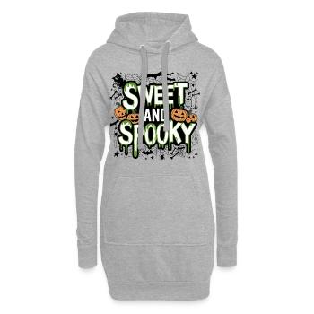 Doux et effrayant Doux dicton d’Halloween - Sweat-shirt à capuche long Femme - gris chiné - Devant