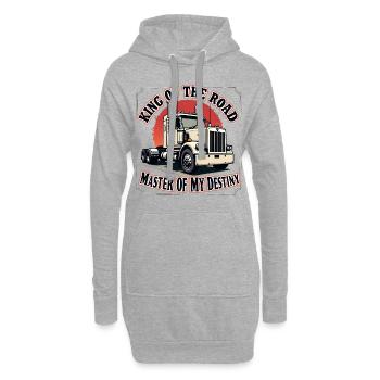 Motif de camion - Roi de la route - Sweat-shirt à capuche long Femme - gris chiné - Devant
