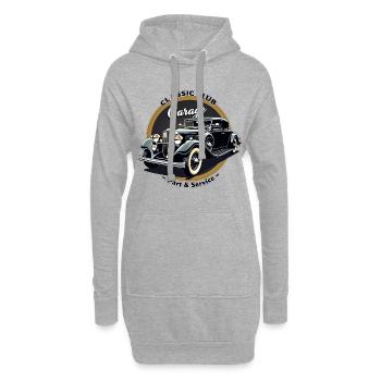 Oldtimer Motiv - Classic Club Garage - Hoodie-Kleid - Grau meliert - Vorne