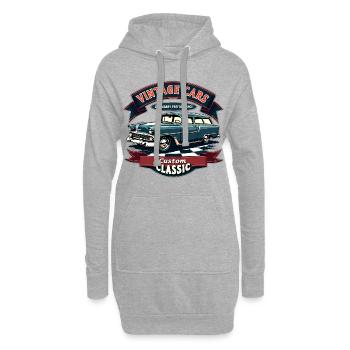 Oldtimer Motiv - Vintage Cars - Hoodie-Kleid - Grau meliert - Vorne
