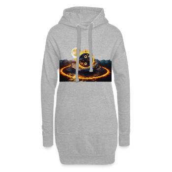 Big ying yang ball of fire submerging from water - Hoodie Dress - heather grey - Front