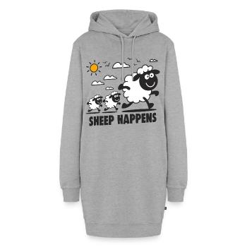 Lustige Schafe Sheep Happens - Hoodie-Kleid - Grau meliert - Vorne