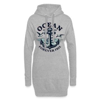 Ozean - Für immer frei - Hoodie-Kleid - Grau meliert - Vorne