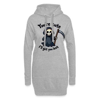 Süßer Sensenmann - Du bist süß - Hoodie-Kleid - Grau meliert - Vorne