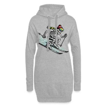 Skeleton à skis - une aventure hivernale avec une touche d’originalité - Sweat-shirt à capuche long Femme - gris chiné - Devant
