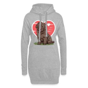 Neufundländer Hund mit großem Herzen - Hoodie-Kleid - Grau meliert - Vorne