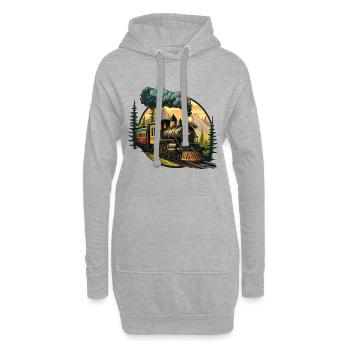 Vintage Journey: Altmodische Dampfeisenbahn - Hoodie-Kleid - Grau meliert - Vorne