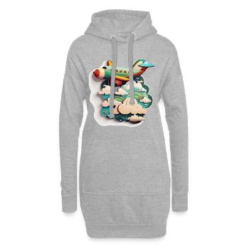 Boundless Horizons: Eine Luftaufnahme eines Flugzeugs - Hoodie-Kleid - Grau meliert - Vorne