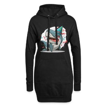 Party Shark : une délicieuse création artistique numérique - Sweat-shirt à capuche long Femme - noir - Devant