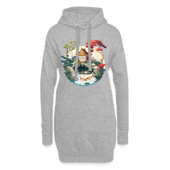 Harmonie der Natur: Eine digitale Kunst aus Tradition - Hoodie-Kleid - Grau meliert - Vorne
