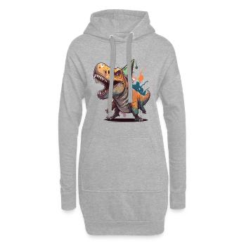 Birthday Roar: Ein skurriles Cartoon-Design - Hoodie-Kleid - Grau meliert - Vorne