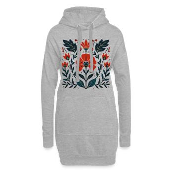 Motif floral Otomi Art culturel - Sweat-shirt à capuche long Femme - gris chiné - Devant