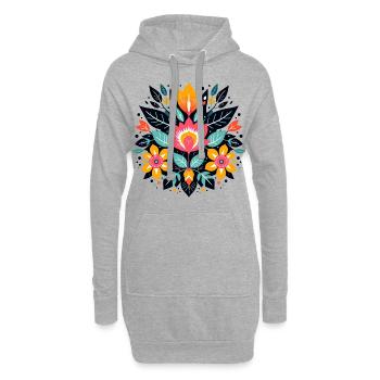Motif floral Otomi Art culturel - Sweat-shirt à capuche long Femme - gris chiné - Devant