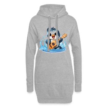 Der Melodische Pinguin - Hoodie-Kleid - Grau meliert - Vorne