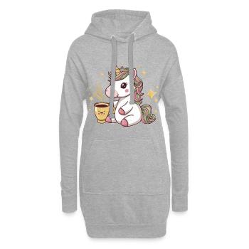 Une jolie licorne kawaii aime le thé vert - Sweat-shirt à capuche long Femme - gris chiné - Devant