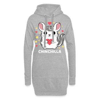 Chinchila kawaii avec cœurs et étoiles - Sweat-shirt à capuche long Femme - gris chiné - Devant