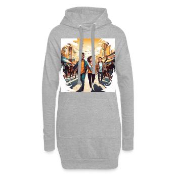 Promenade de l’Amitié - Sweat-shirt à capuche long Femme - gris chiné - Devant