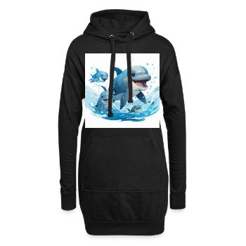 Danse des dauphins - Sweat-shirt à capuche long Femme - noir - Devant