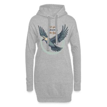 Laissez vos rêves prendre leur envol Oiseau mouette - Sweat-shirt à capuche long Femme - gris chiné - Devant