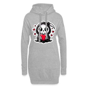 Mignon Faucheuse avec coeur - Sweat-shirt à capuche long Femme - gris chiné - Devant