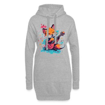 Cartoon Fuchs spielt Gitarre - Hoodie-Kleid - Grau meliert - Vorne