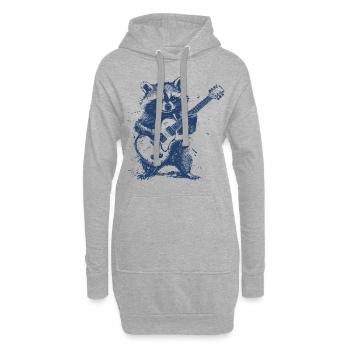 Waschbär spielt Gitarre blauer Druck - Hoodie-Kleid - Grau meliert - Vorne
