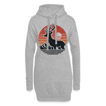 Cerf - Sweat-shirt à capuche long Femme - gris chiné - Devant