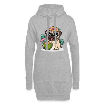 Mops - Hoodie-Kleid - Grau meliert - Vorne
