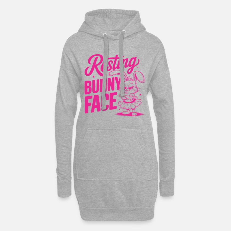 Resting Bunny Face - Hoodie-Kleid - Grau meliert