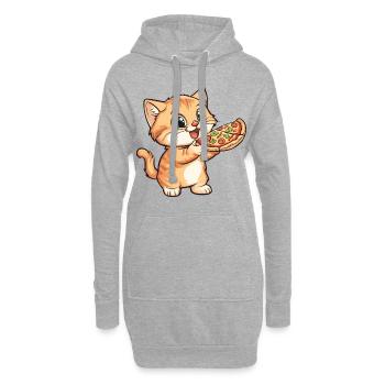 Chat J’Aime Les Chats Et La Pizza Drôle Drôle Humour - Sweat-shirt à capuche long Femme - gris chiné - Devant