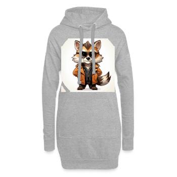 Der modische Waschbär-Designer - Hoodie-Kleid - Grau meliert - Vorne