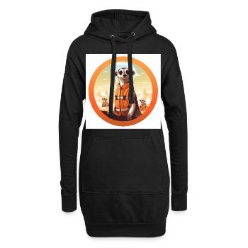 Der aufmerksame Bademeister Erdmännchen - Hoodie-Kleid - Schwarz - Vorne