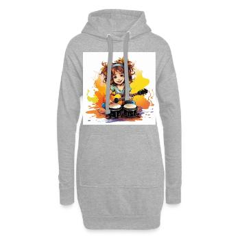 Der rhythmische Bongo-Spieler - Hoodie-Kleid - Grau meliert - Vorne