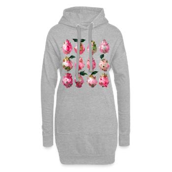 Exotische Pitaya Aquarell Kunst - Hoodie-Kleid - Grau meliert - Vorne