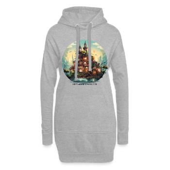 Die urbanen Chroniken - Hoodie-Kleid - Grau meliert - Vorne