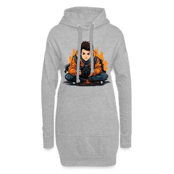 Capturer la société - Sweat-shirt à capuche long Femme - gris chiné - Devant