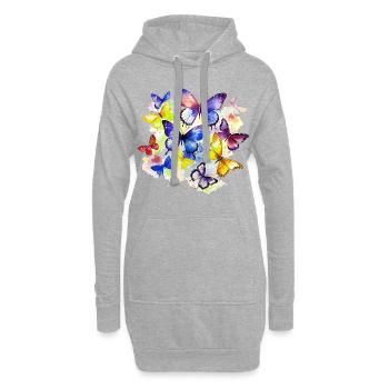 Schmetterling Bunt Farbenfroh Schön Kunst Natur - Hoodie-Kleid - Grau meliert - Vorne