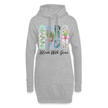 Blühe mit Anmut Gartenblumen Kunst - Hoodie-Kleid - Grau meliert - Vorne