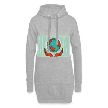 Save the planet - Hoodie-Kleid - Grau meliert - Vorne
