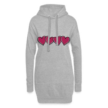 Symbole Hearts - Sweat-shirt à capuche long Femme - gris chiné - Devant