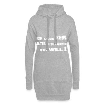 Kein altes Auto 2- Ich muss kein altes Auto fahren - Hoodie-Kleid - Grau meliert - Vorne