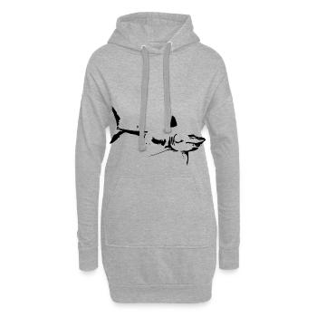 Requin - Sweat-shirt à capuche long Femme - gris chiné - Devant