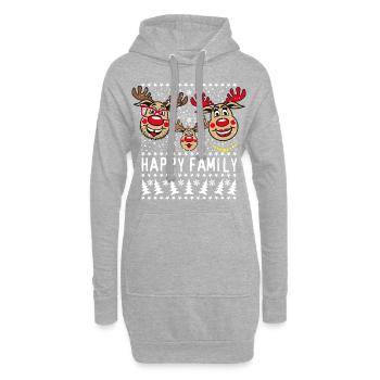 94 Hirsch Rudolph HAPPY FAMILY Papa Mama Kind - Hoodie-Kleid - Grau meliert - Vorne