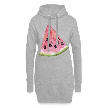 Pastèque Melon - Sweat-shirt à capuche long Femme - gris chiné - Devant